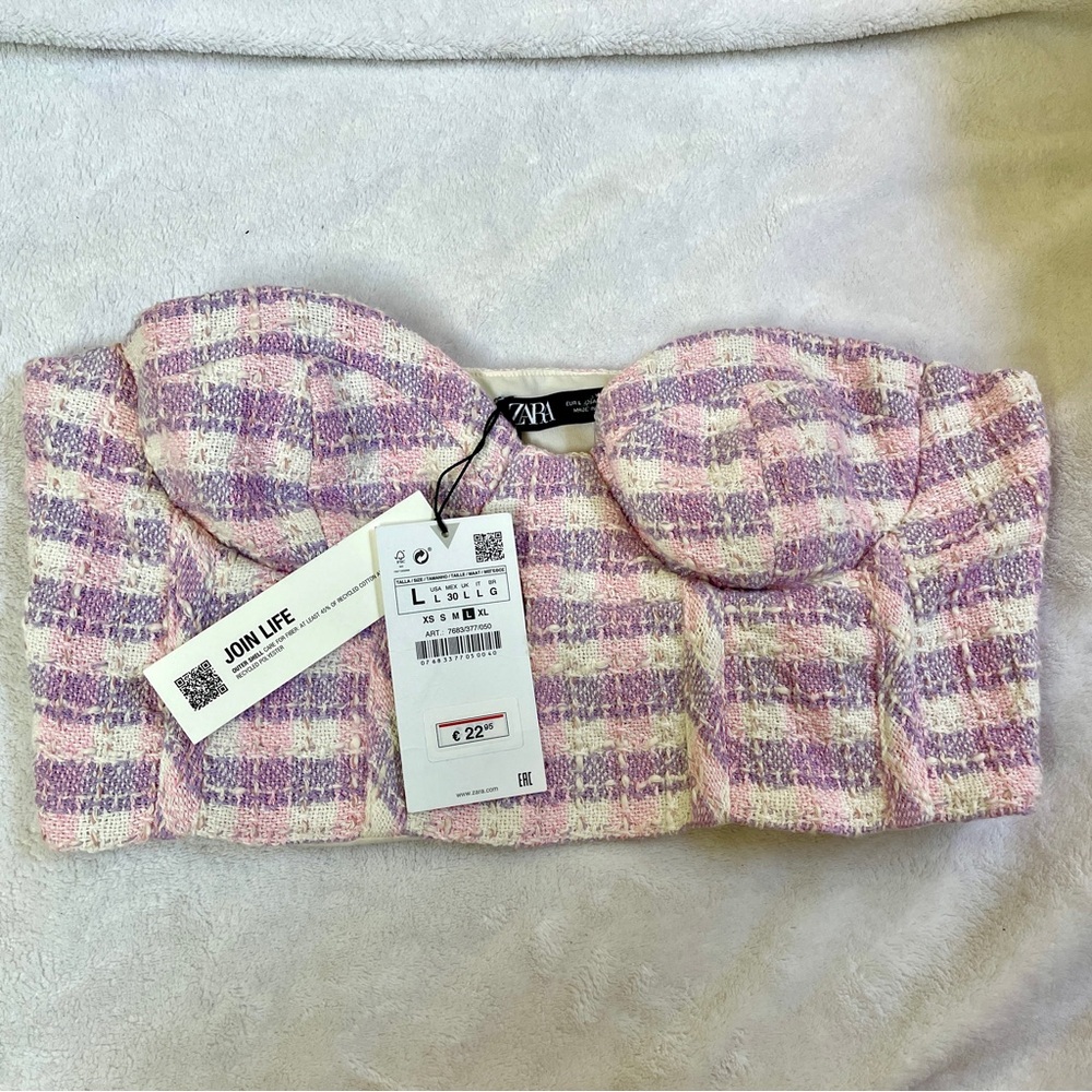 NWT ZARA tweed corset tube top